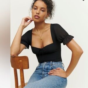 Reformation Delevan top size 2 black